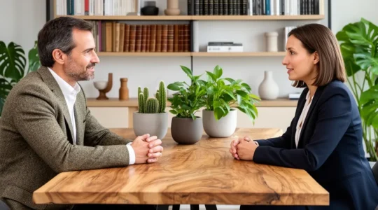 Avocat liquidation judiciaire en consultation avec entrepreneur français dans bureau moderne